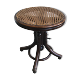 Tabouret piano Thonet par Fishel bois courbe assise cannée a vis vintage