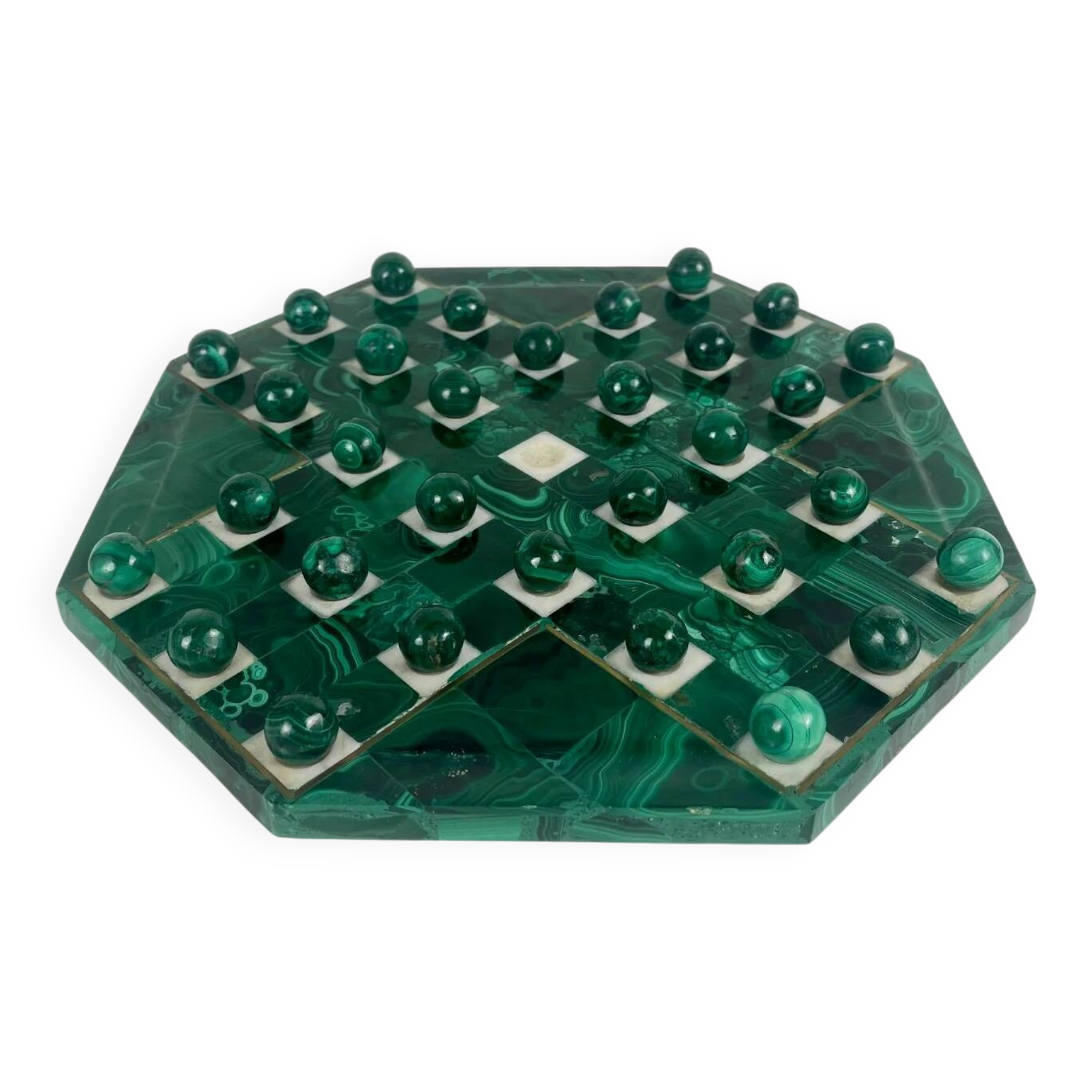Jeu de solitaire en malachite de forme octogonale, 1950/70