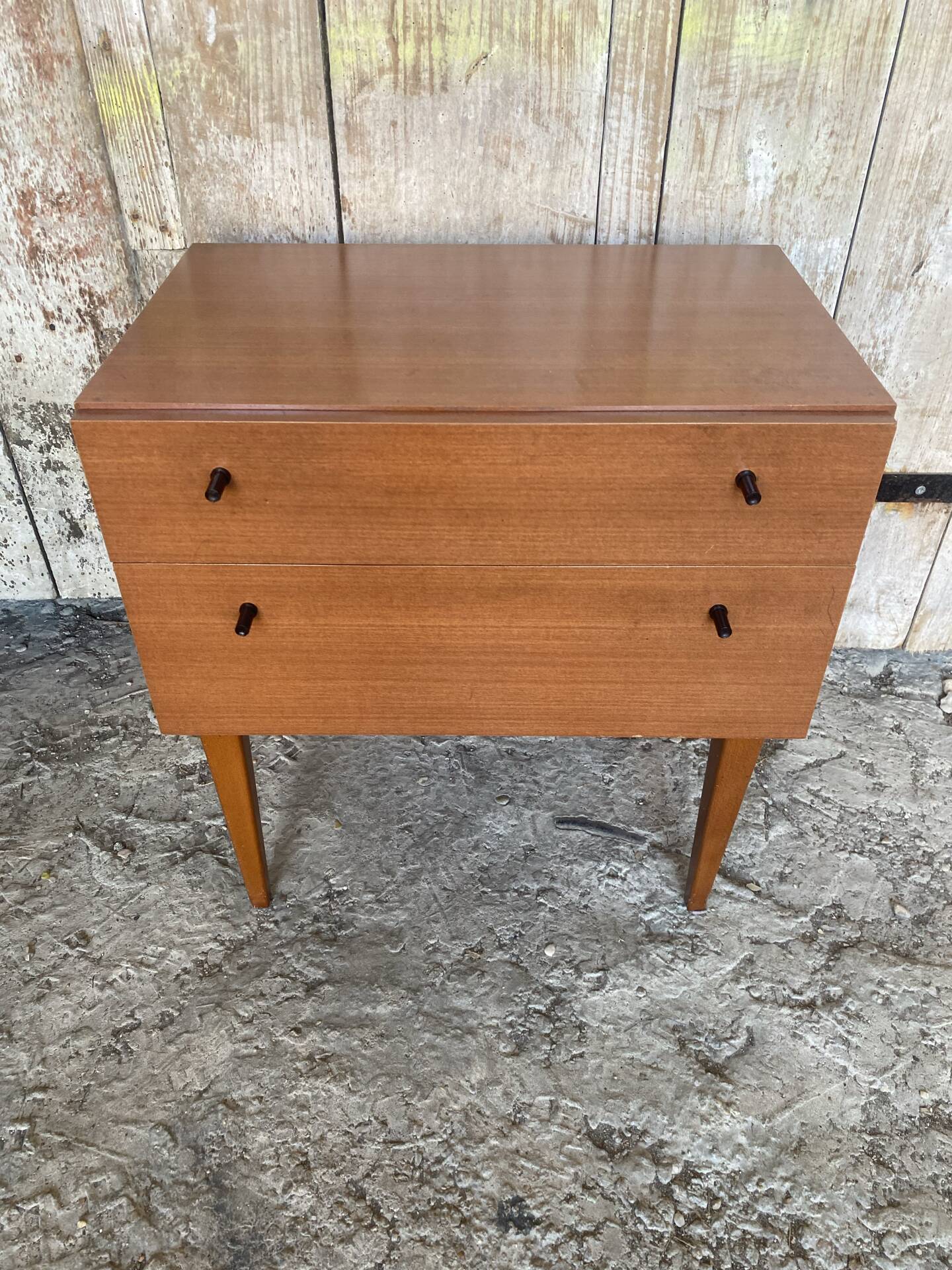 Antique Nightstand Scandinavian Wood Drawer + Vintage Case #E287
