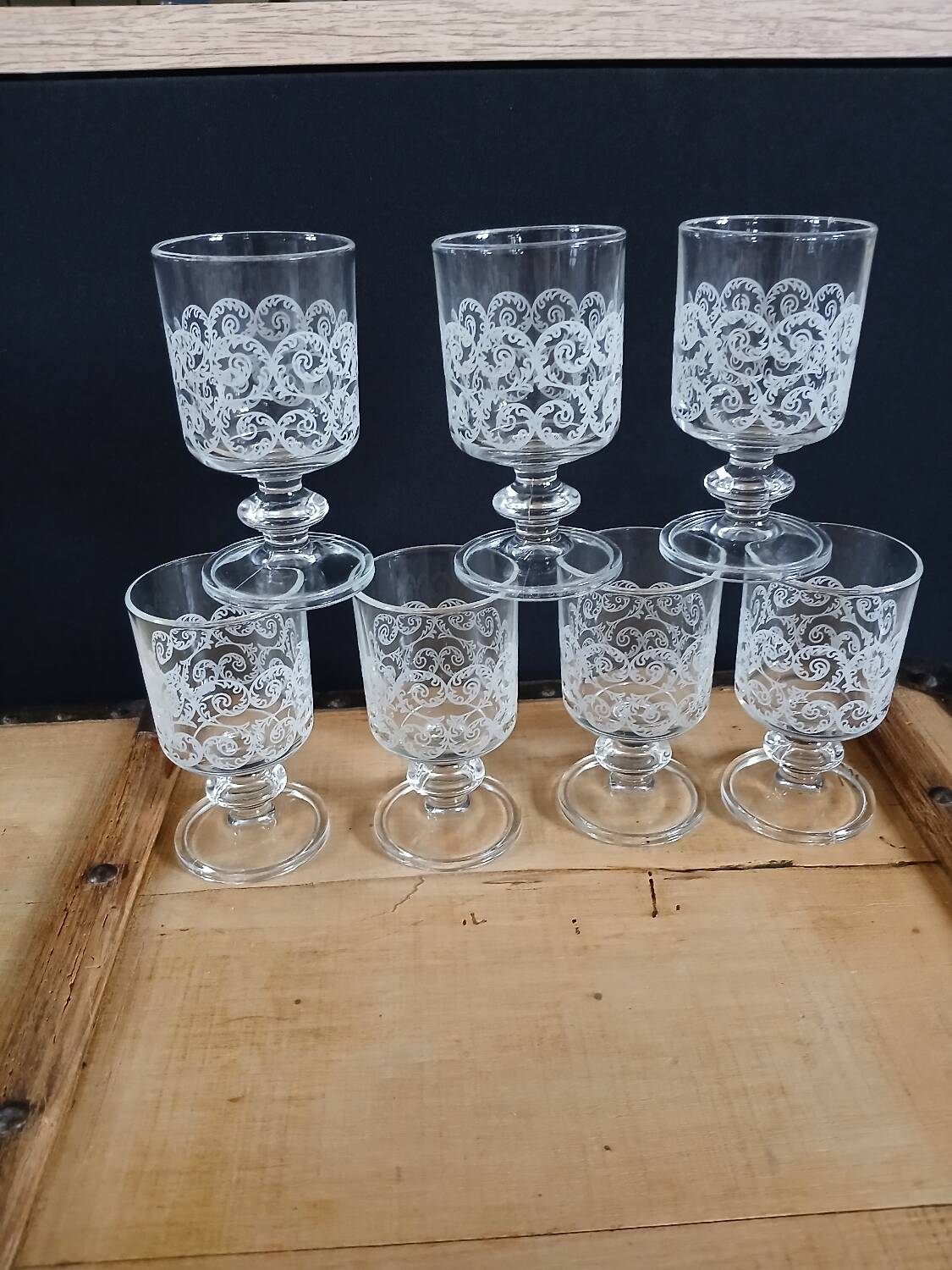 7 vintage wine glasses
