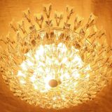 Stilkronen gold-plated brass and crystal glass chandelier, Italy 1970s