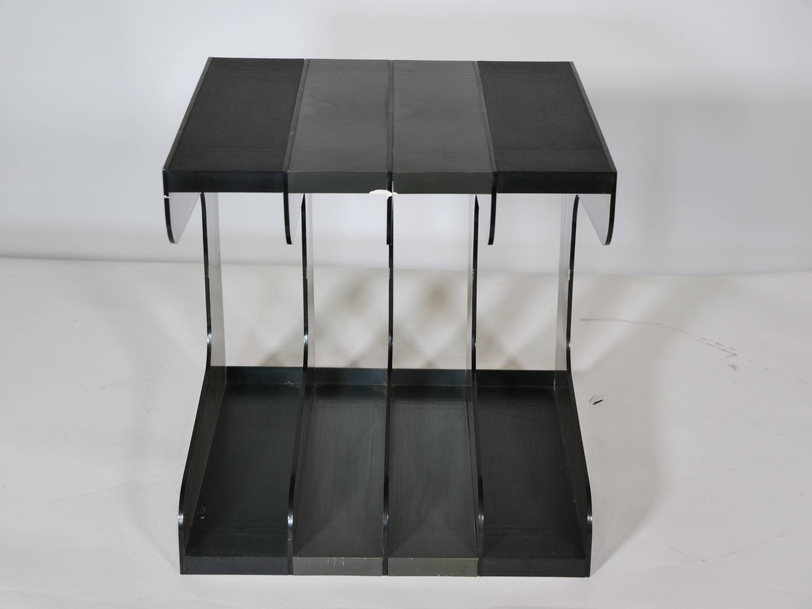 Space Age Vinyl Record Rack in Smoked Acrylic, 1970s