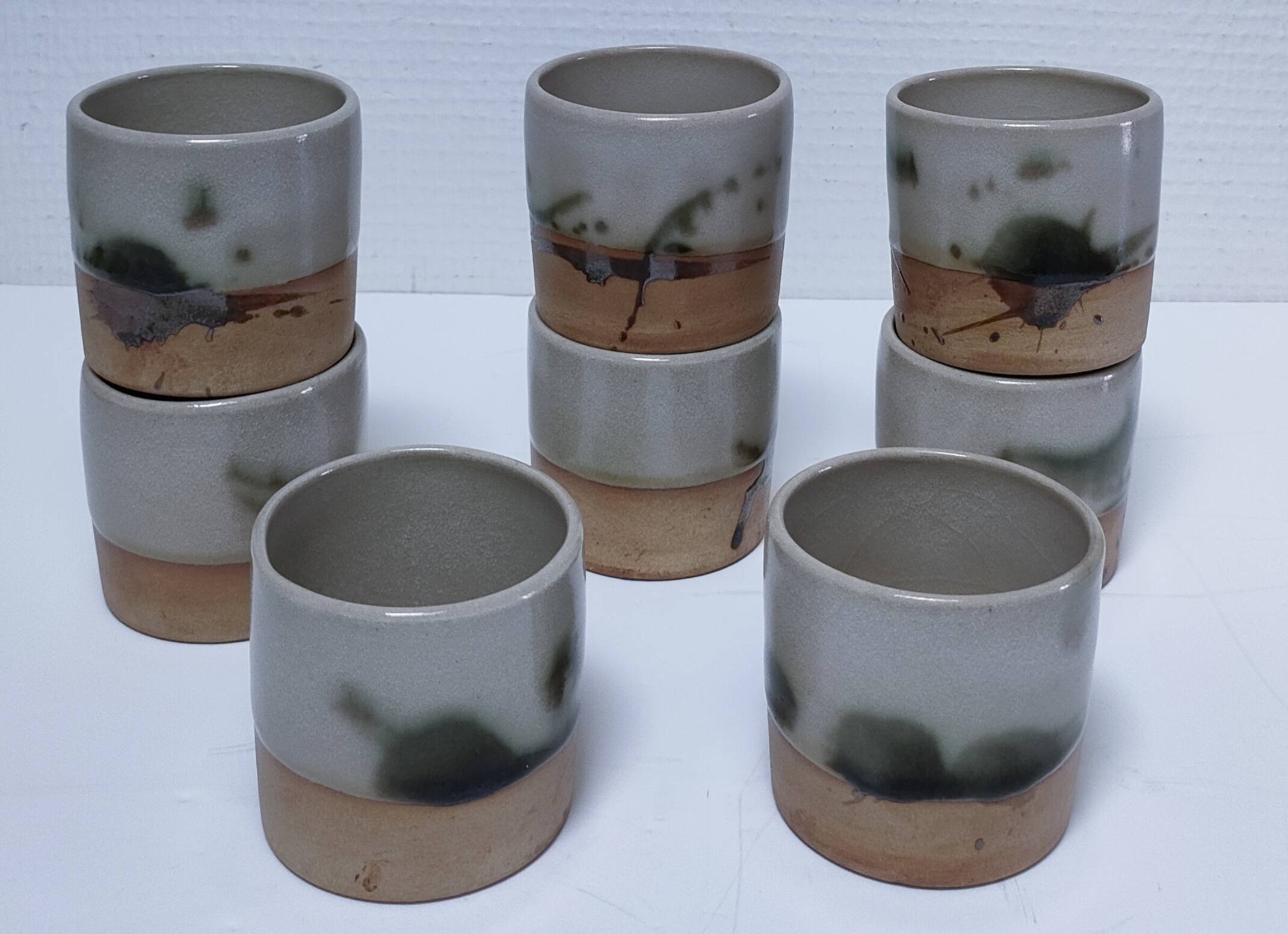 Eight ceramic glasses pottery la colombe Vallauris