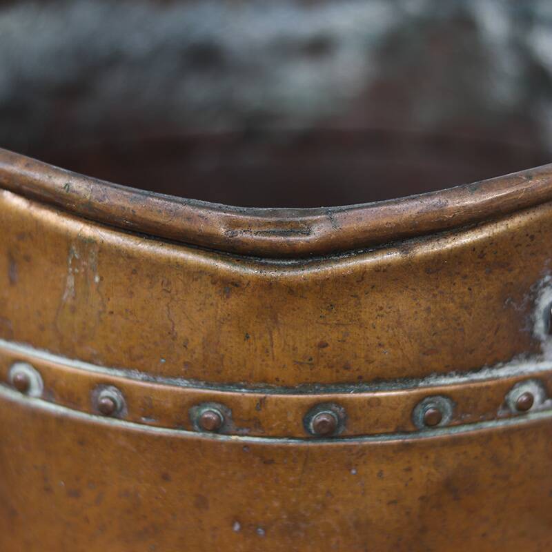 Antique worn Wabi Sabi red copper bucket