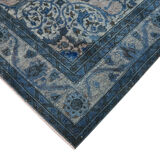 Handwoven overdyed anatolian 1970s 206 cm x 316 cm blue carpet