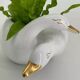 Vintage white and gold porcelain two swan planter