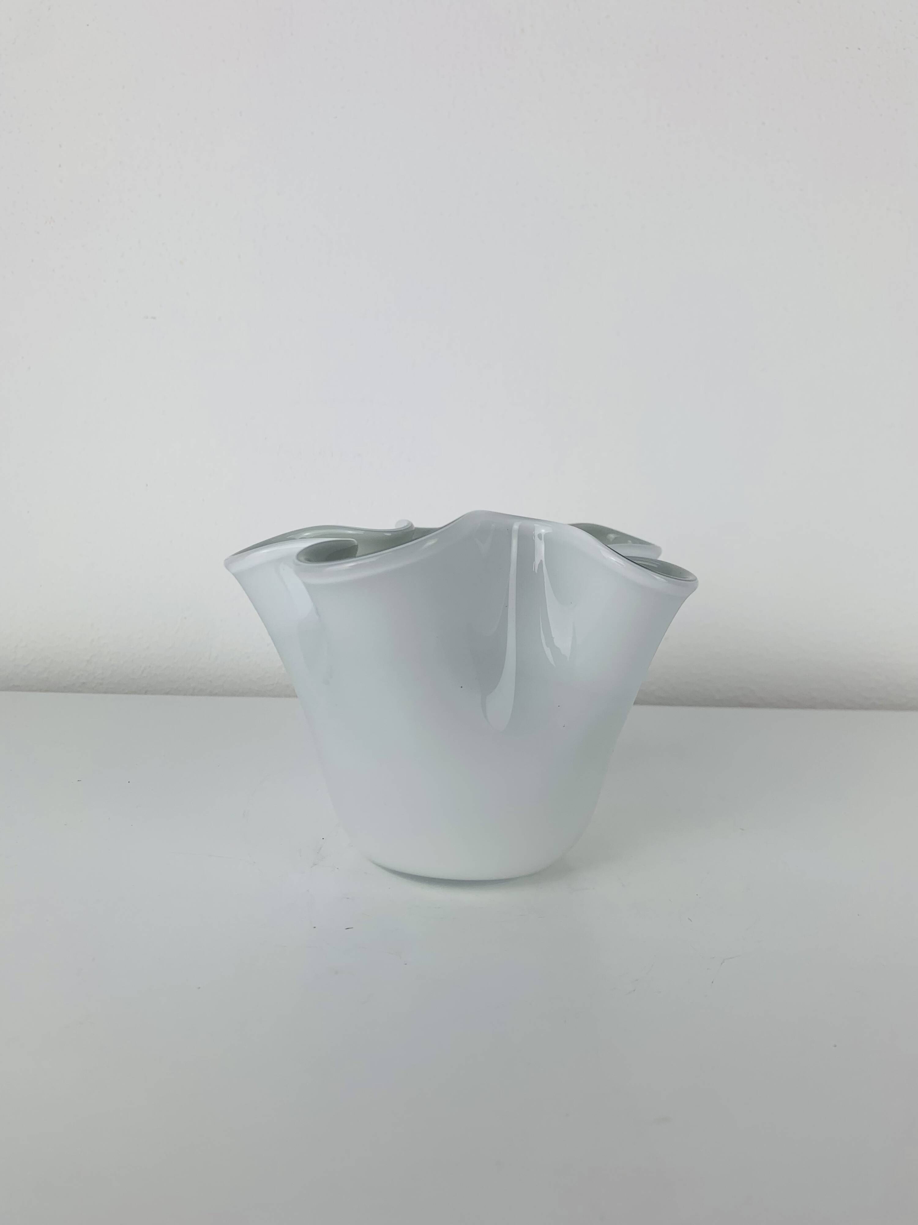 Vintage white glass handkerchief vase