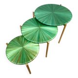 Straw marquetry nesting tables