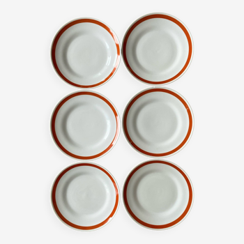 Flat plates in white porcelain with vintage orange-brown outline 6 Richard Ginori