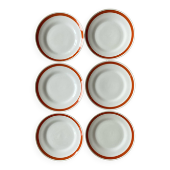 Flat plates in white porcelain with vintage orange-brown outline 6 Richard Ginori