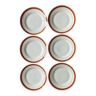 Assiettes plates en porcelaine blanche contour brun orangé vintage 6 Richard Ginori