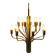 Brass chandelier with 16 lights, 1970s.