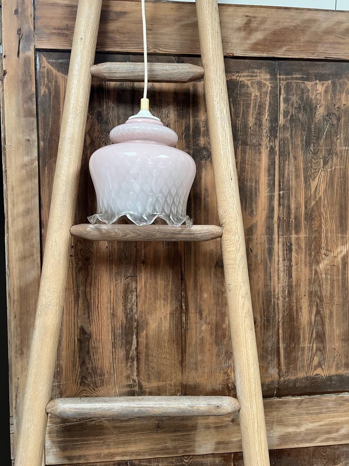 Vintage pink opaline pendant light