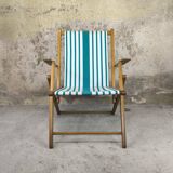 Vintage wooden and canvas folding garden chair