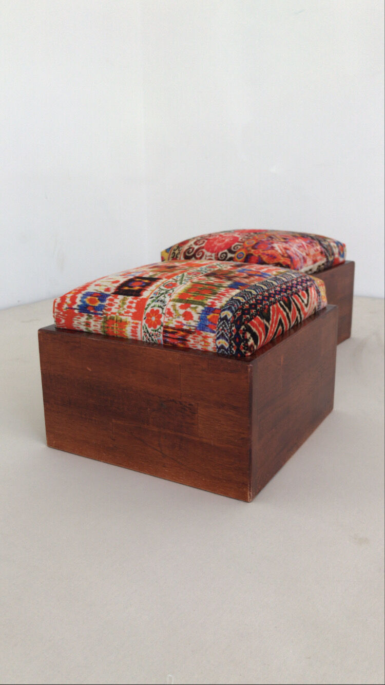 Scandinavian pouf pair