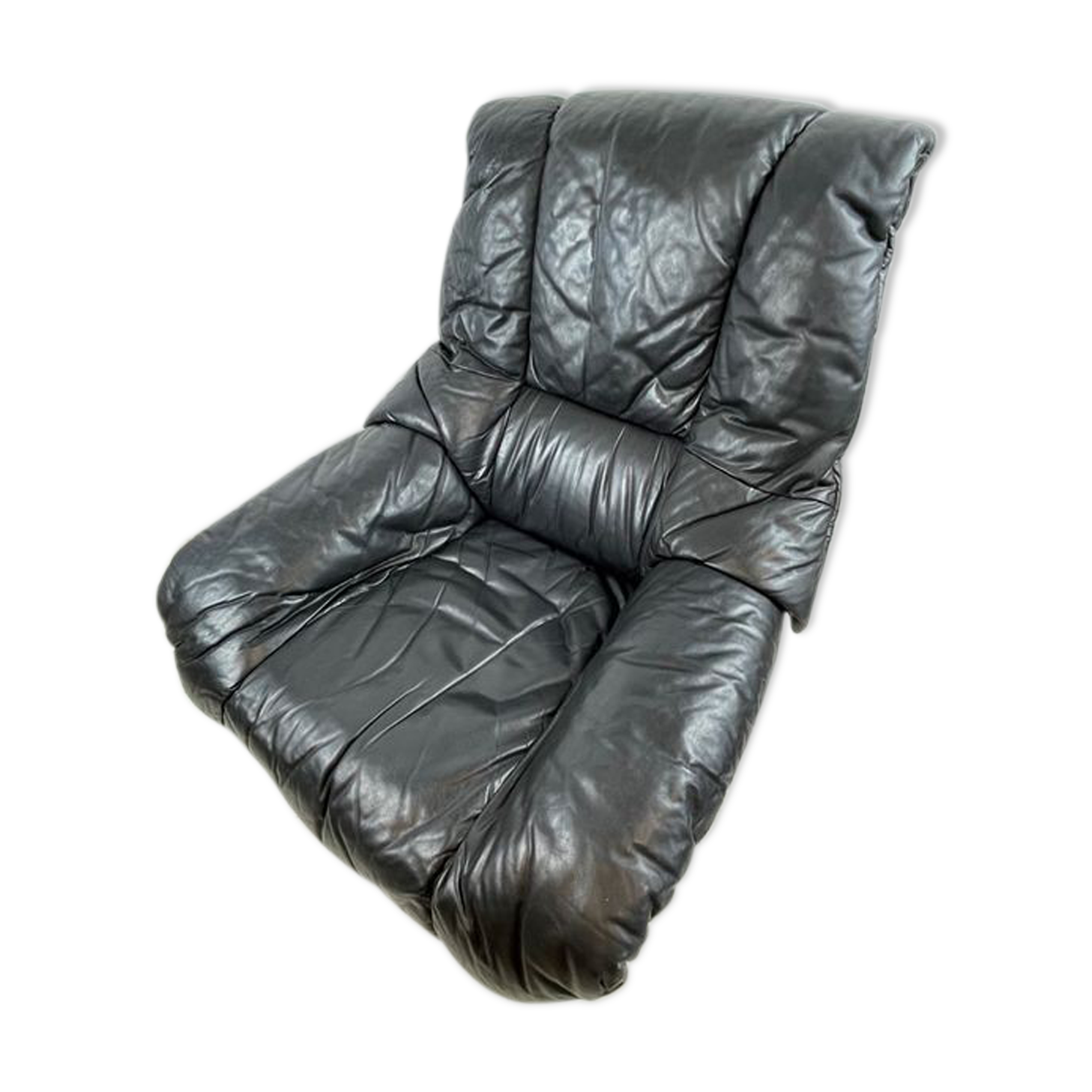 Fauteuil italien en cuir vintage noir