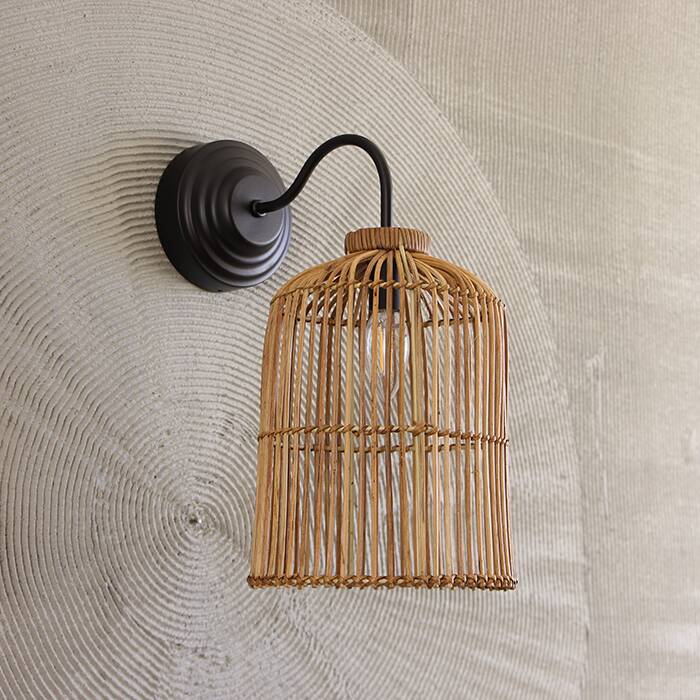 Applique Murale en Osier Naturel – Style Bohème, 20x27Cm