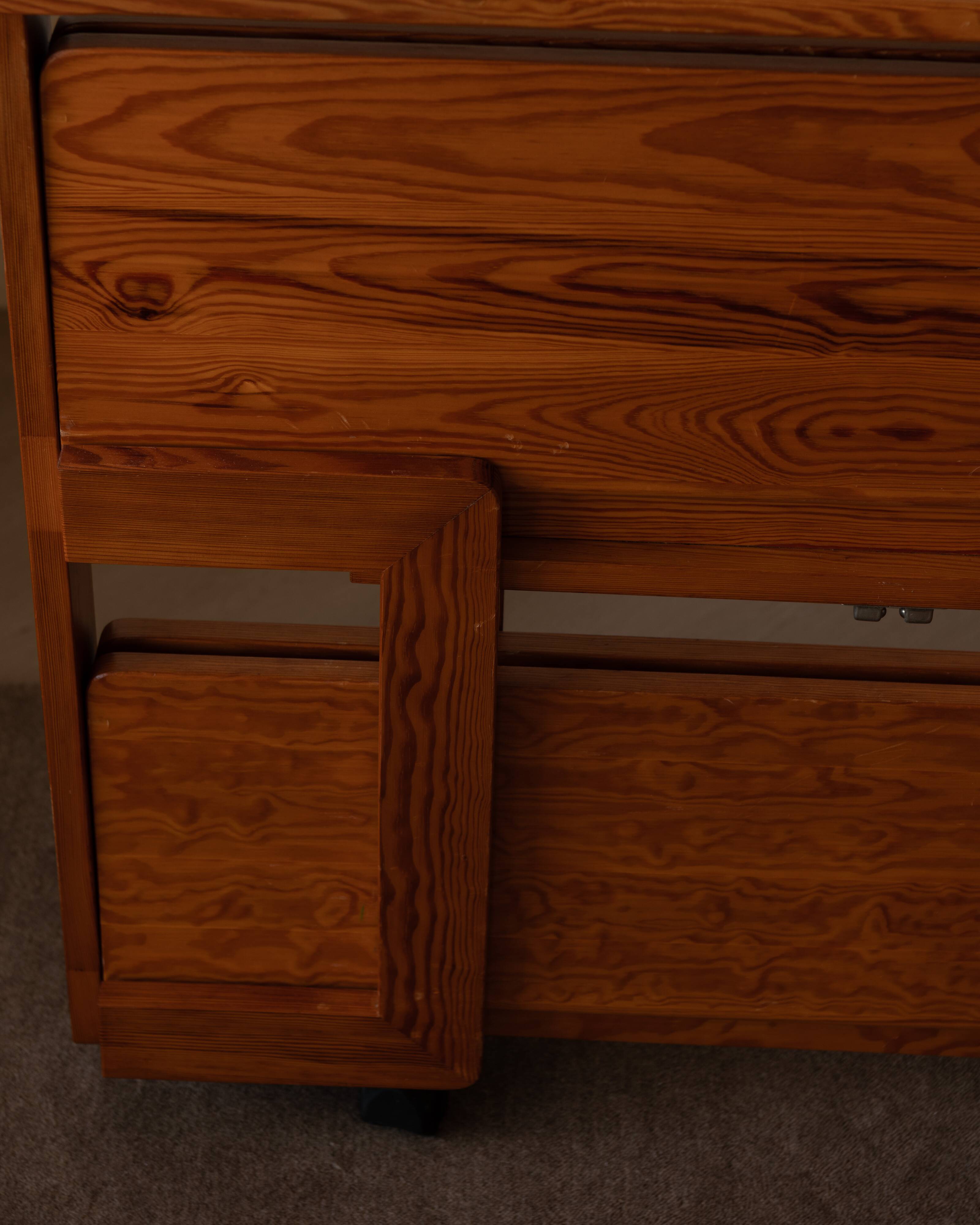 Vintage folding pine service trolley, 1970s