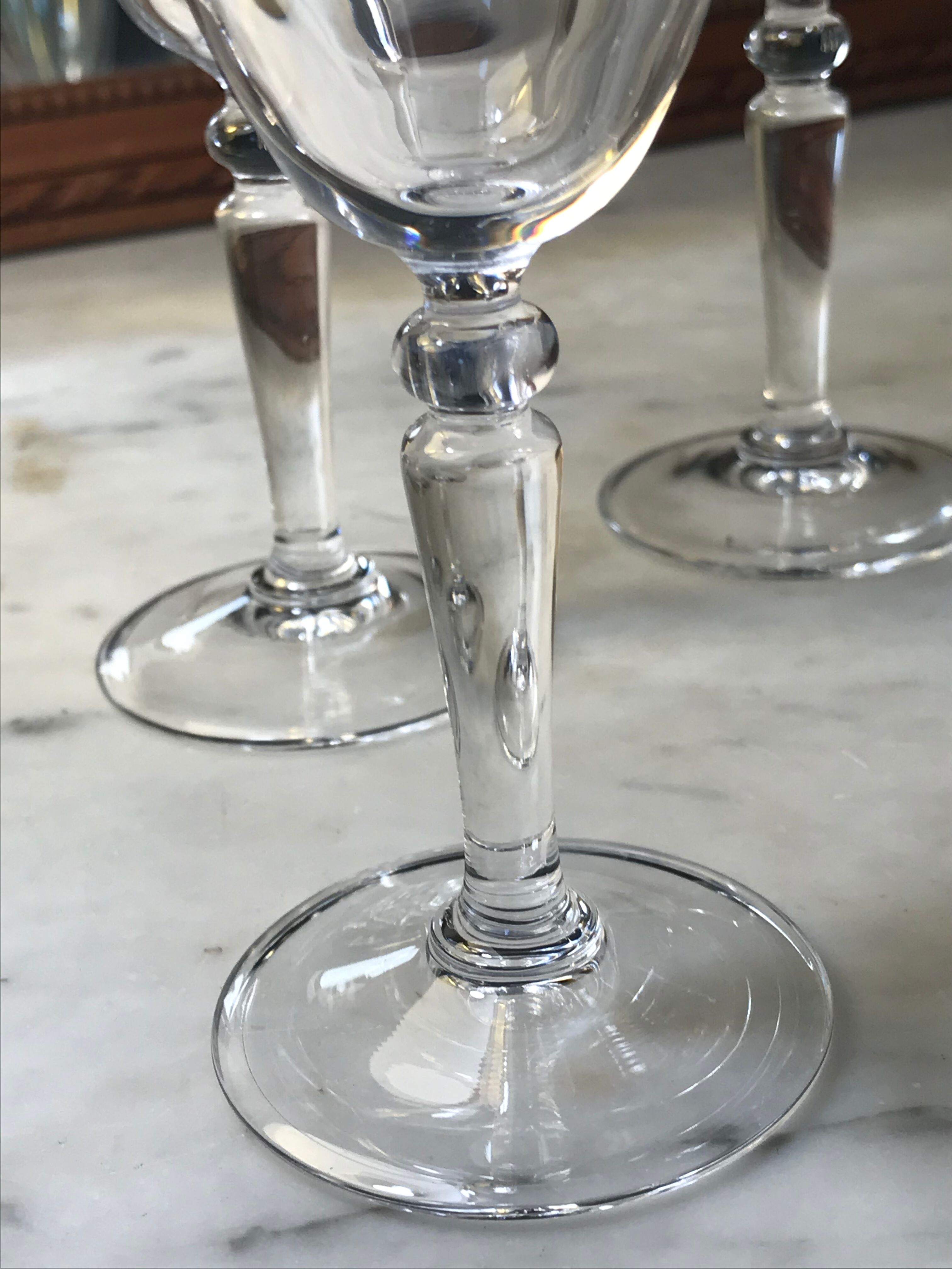 Six crystal champagne flutes