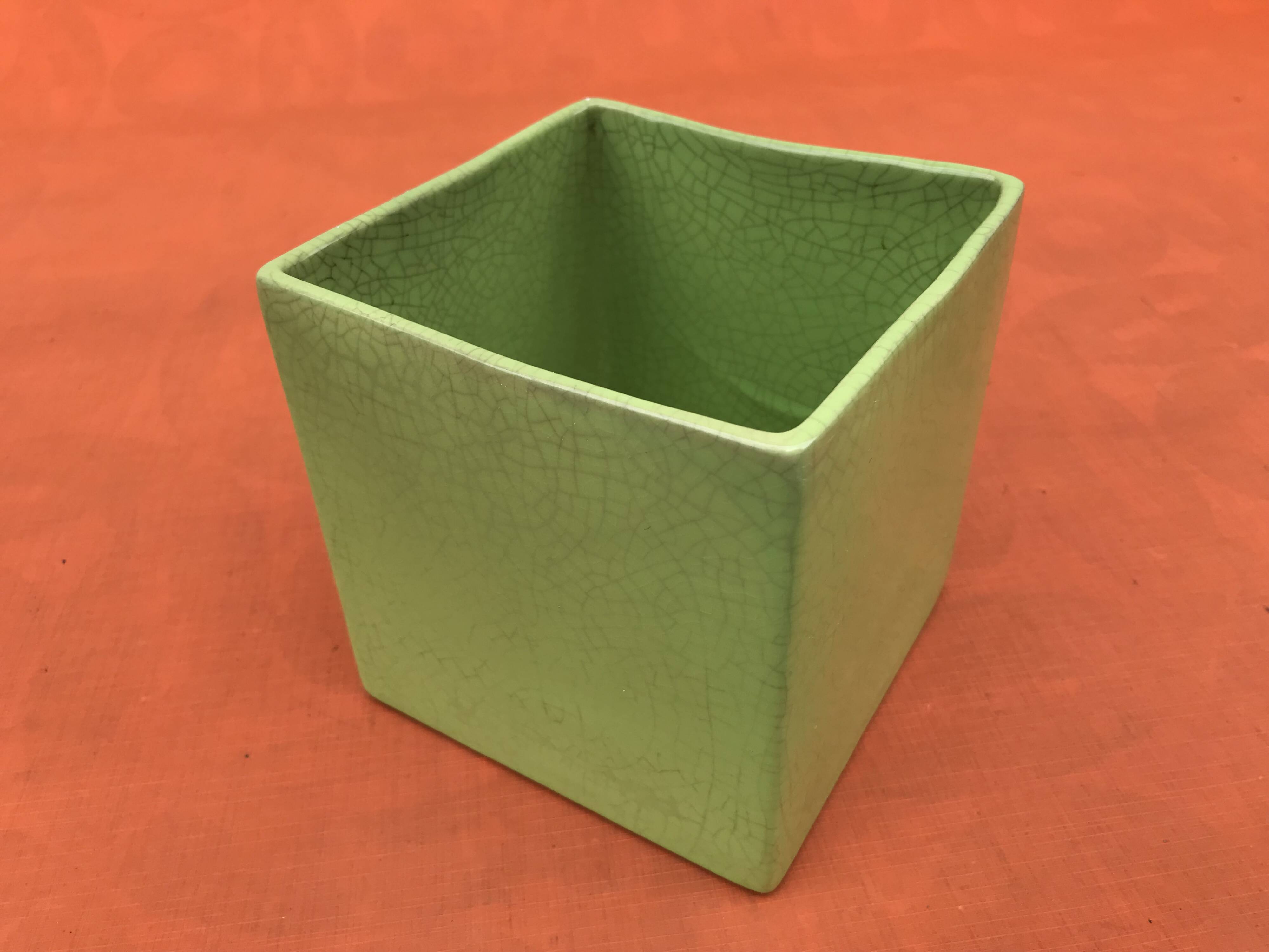 Neon-Green Crackled Effect Ceramic Planter / Decorative Pot