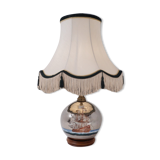 Lampe de table antique en verre mercure, galion et navire, soufflé à la main, années 1920, anglais, recâblé