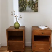 Pair of vintage 1950s oak bedside tables