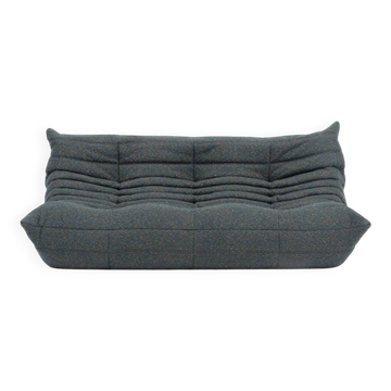 Togo three-seater sofa in green bouclé by Michel Ducaroy for Ligne Roset