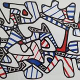 Silkscreen print after Jean Dubuffet, framed, 1970s, 28 x 27 cm