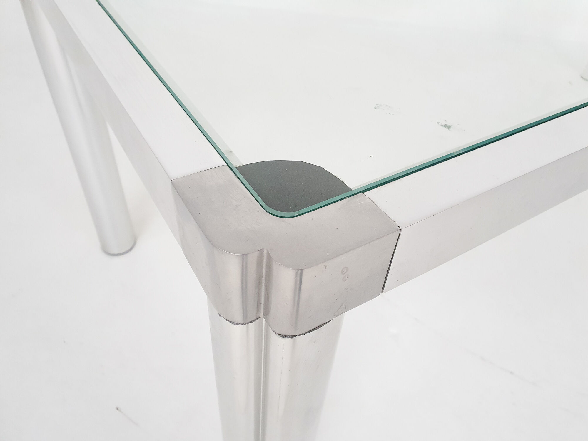 Glass and aluminum dining table by kho liang ie, the netherlands 1974