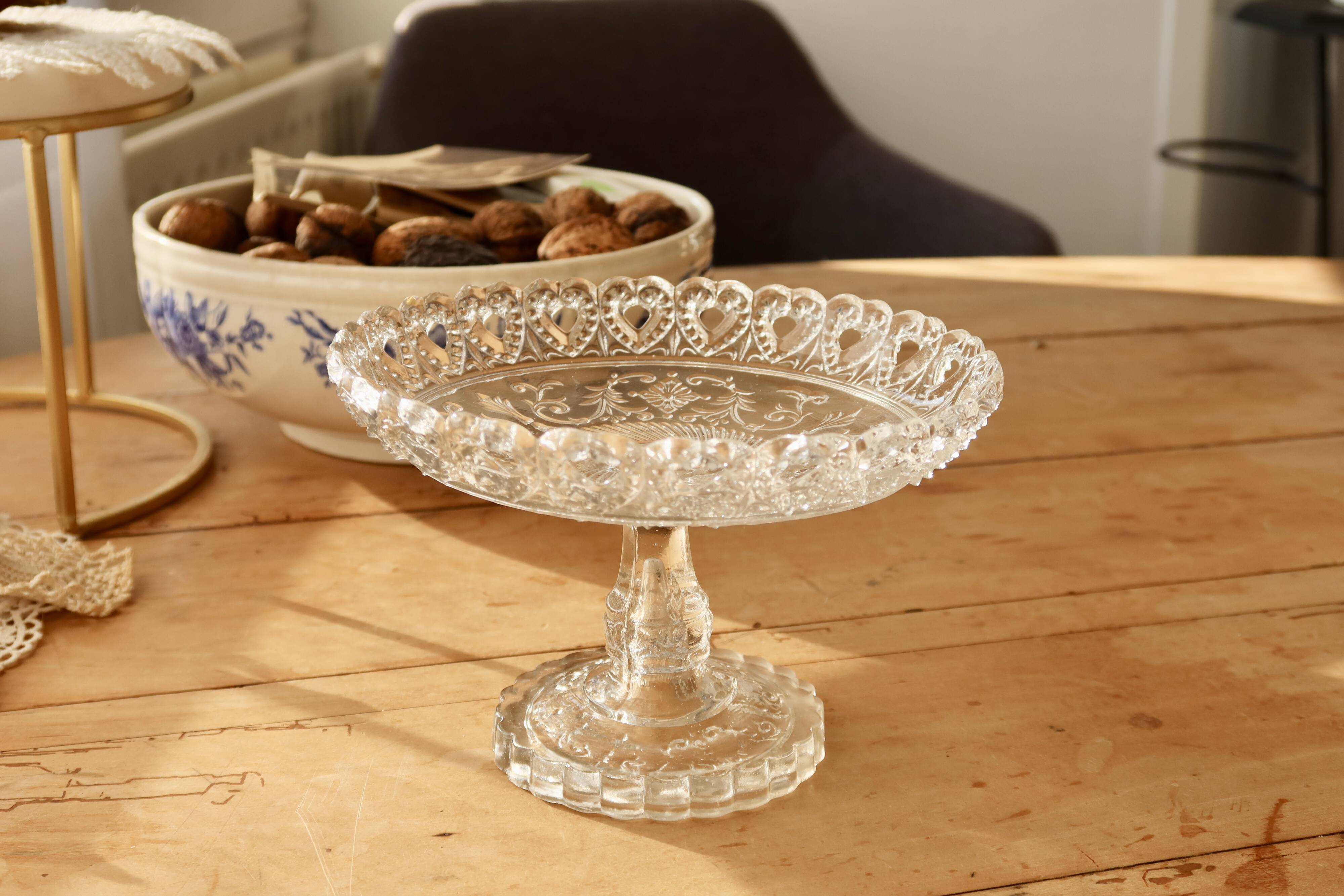 Vintage molded glass compote dish