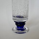 large glass vase by Biot with blue feet 1970