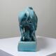 Bison Zsolnay in turquoise glazed earthenware, Hungary, 1940s-50s.