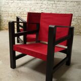 paire de fauteuils safari en chêne, 1950
