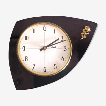 Horloge en formica noir Flash Transistor / vintage années 50-60