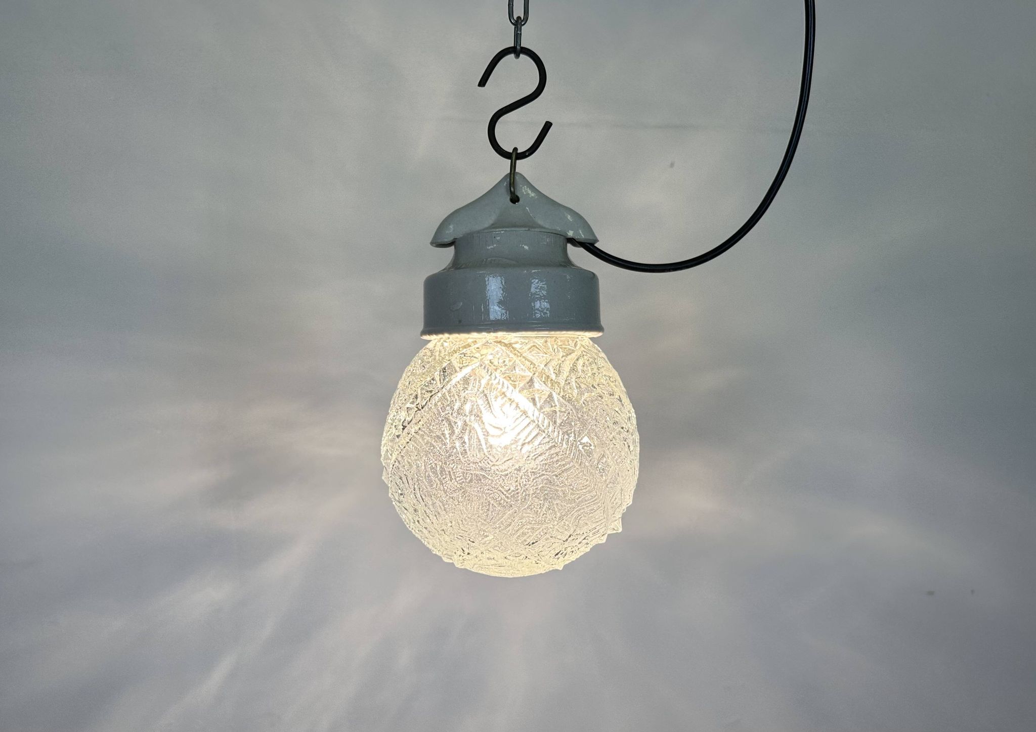Vintage White Porcelain Pendant Light, 1970s