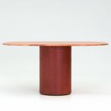 Dining table 'Tobia' in red travertine