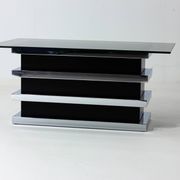 Table basse vintage noire et chromée par Belgo Chrom, 1970