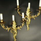 Paire d'appliques à 3 feux style Louis XV