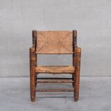 Mid-century rush oak french armchair