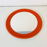 Red circular wall mirror 45x45cm Germany 1970s