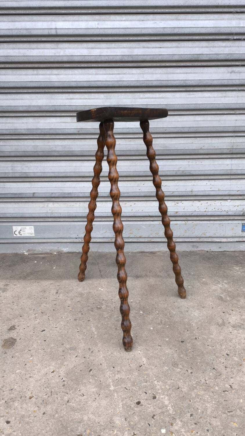 1950s Beaded Wooden Tripod Stool