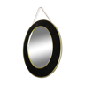 Oval mirror vintage black flocking felt margin 39x31cm