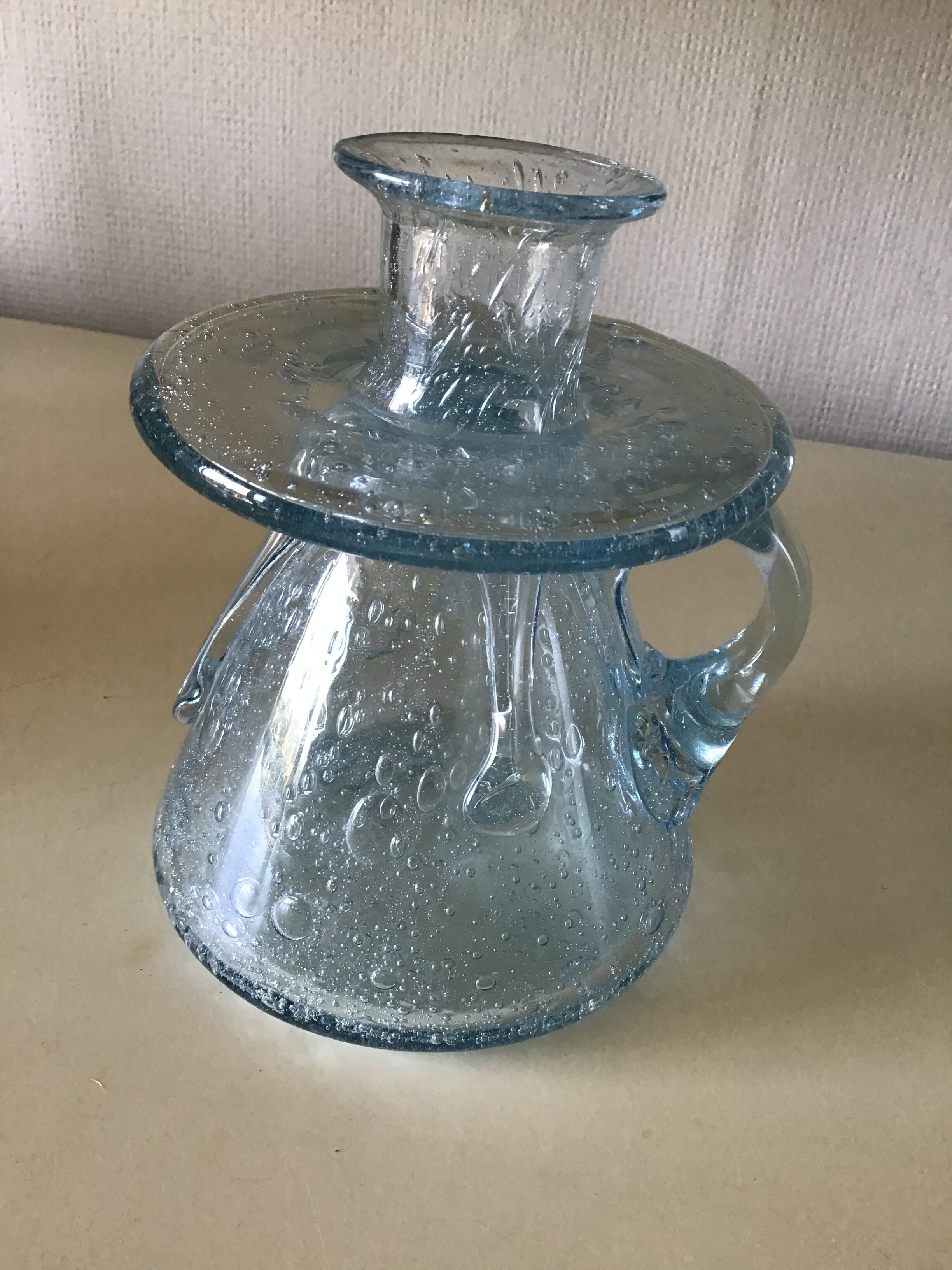 Biot bubble blow glass candle holder