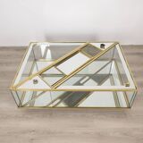 Vintage 60's table in golden brass and crystal italian design