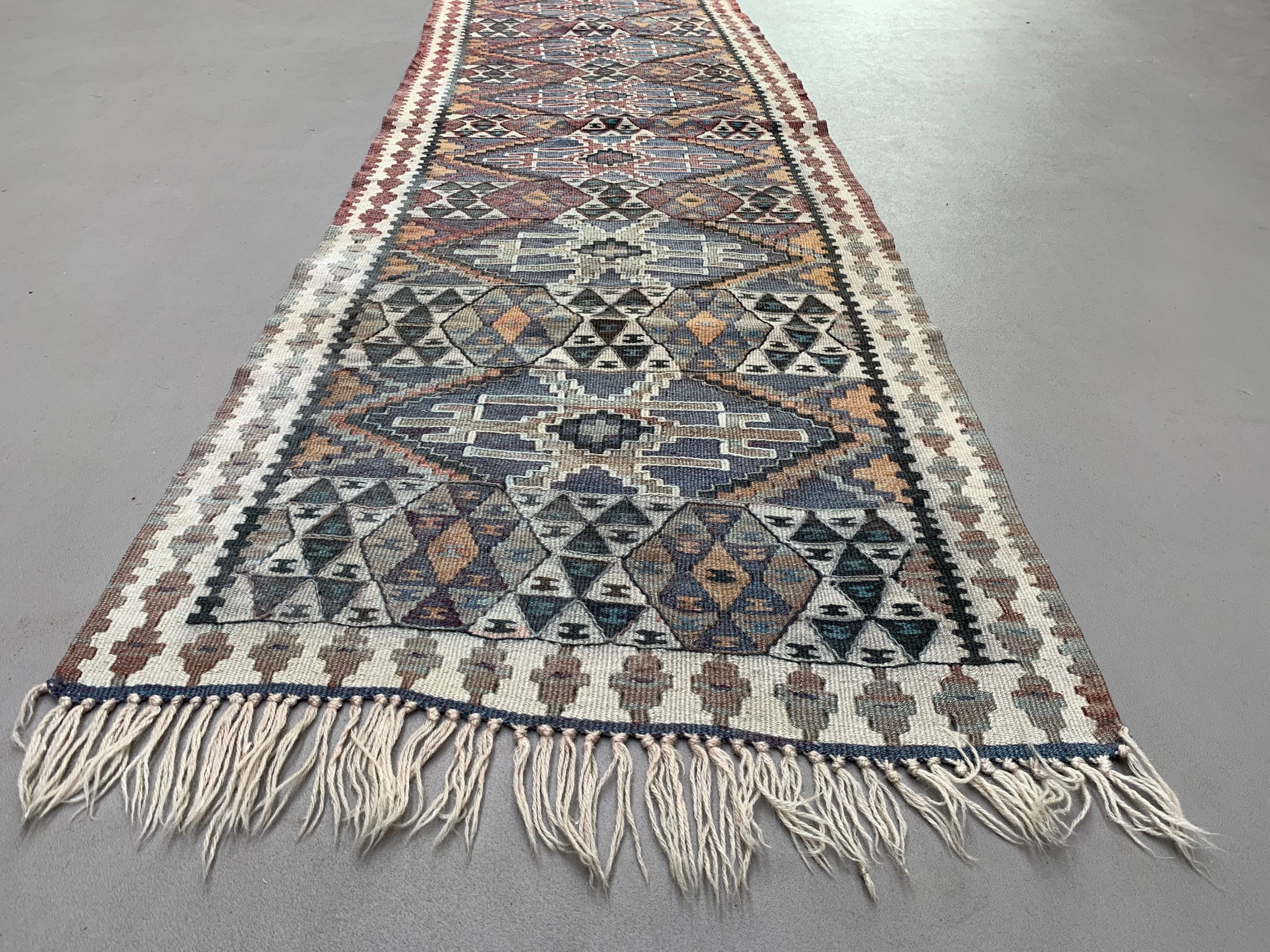 Old Turkish narrow Kilim Runner 233x66 cm shabby chic, vintage kelim
