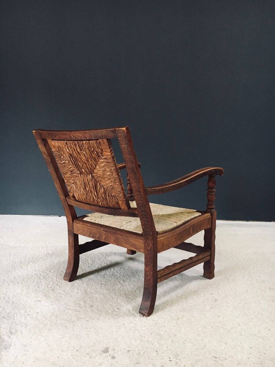 Arts & Crafts Handcrafted Low Lounge Armchairs, Belgium, 1920s, Set of 2