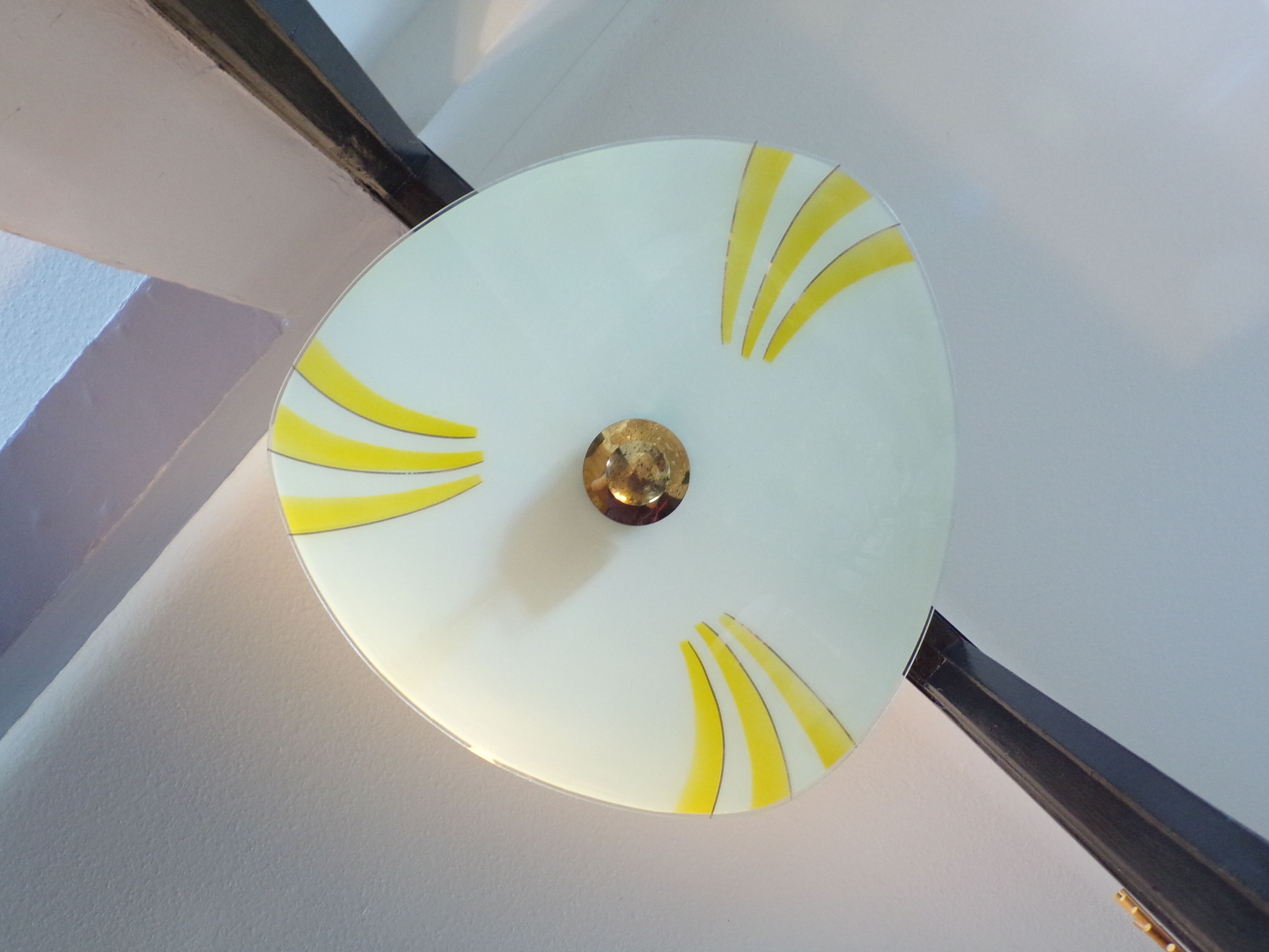 Vintage painted glass pendant lamp