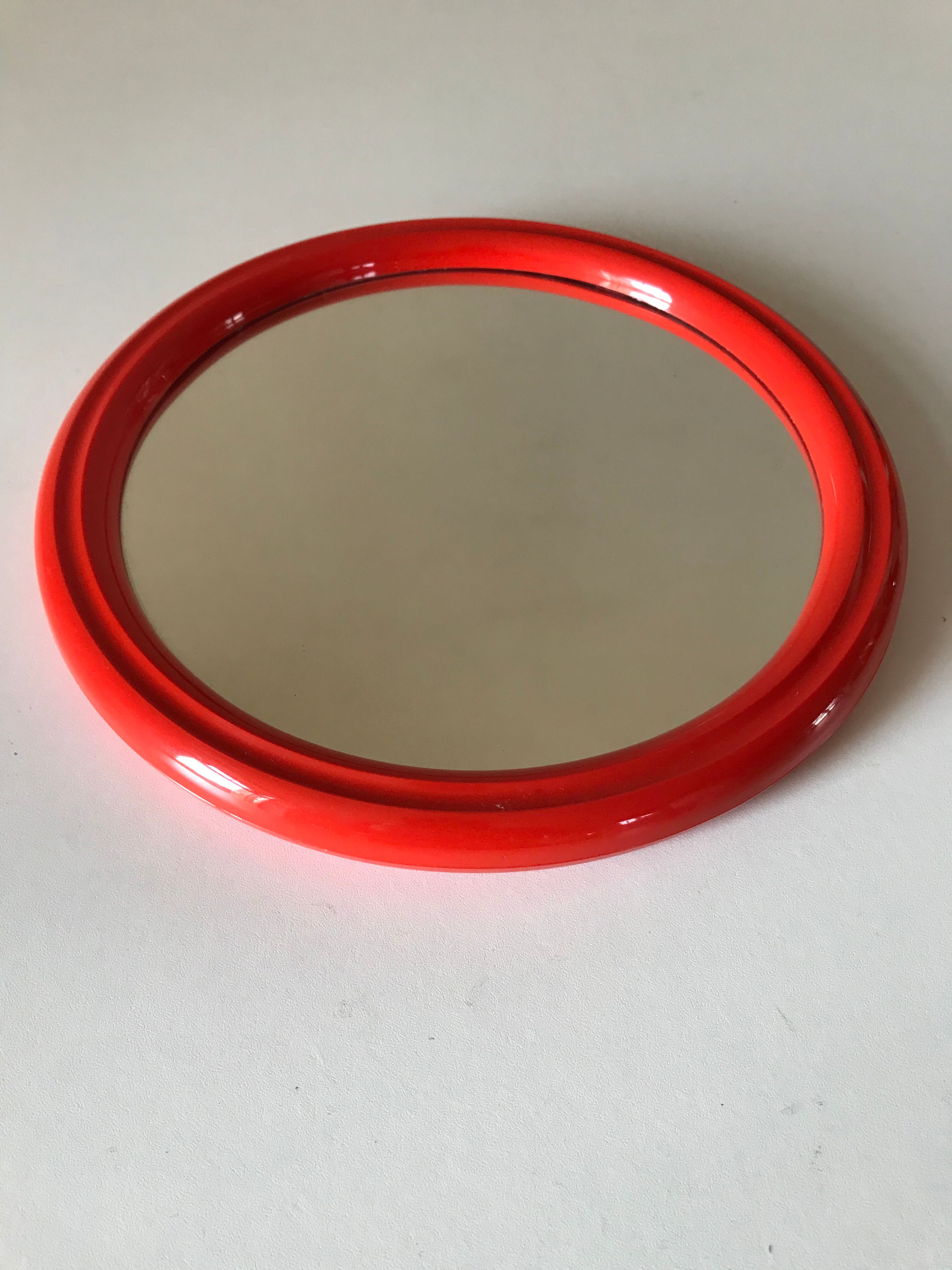 Round mirror vintage orange Years 70