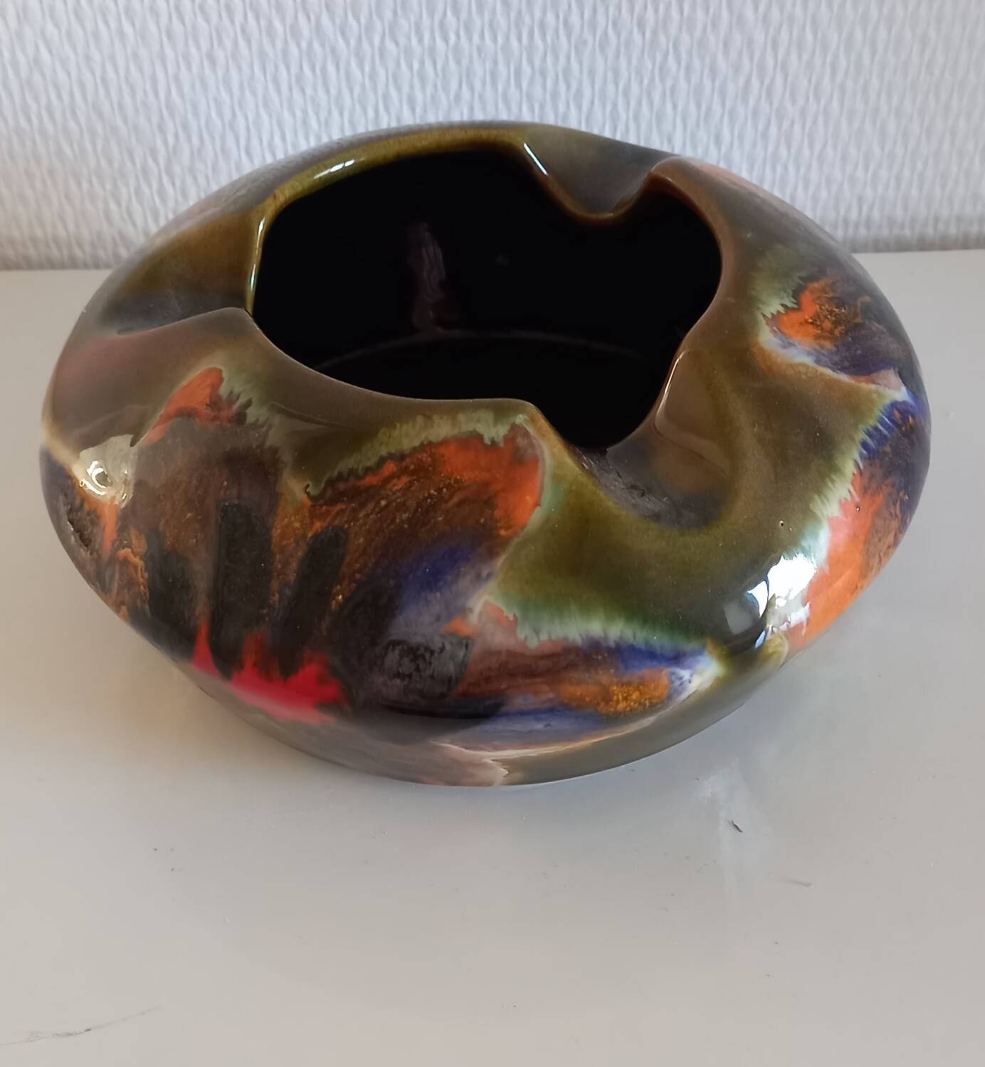 Ricard enameled ceramic ashtray signed