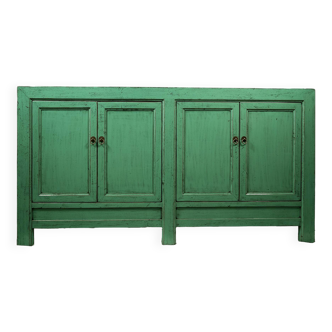 Vintage sideboard and glossy lacquer paint - green